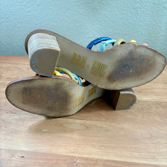 Madewell Addie Mules Sandals Stacked Heel Rainbow Leather Womens Size  10 - Picture 9 of 14